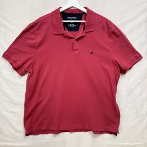 Nautica Polo Shirt Mens XXL Red Classic Fit Short Sleeve Cotton Pique Logo